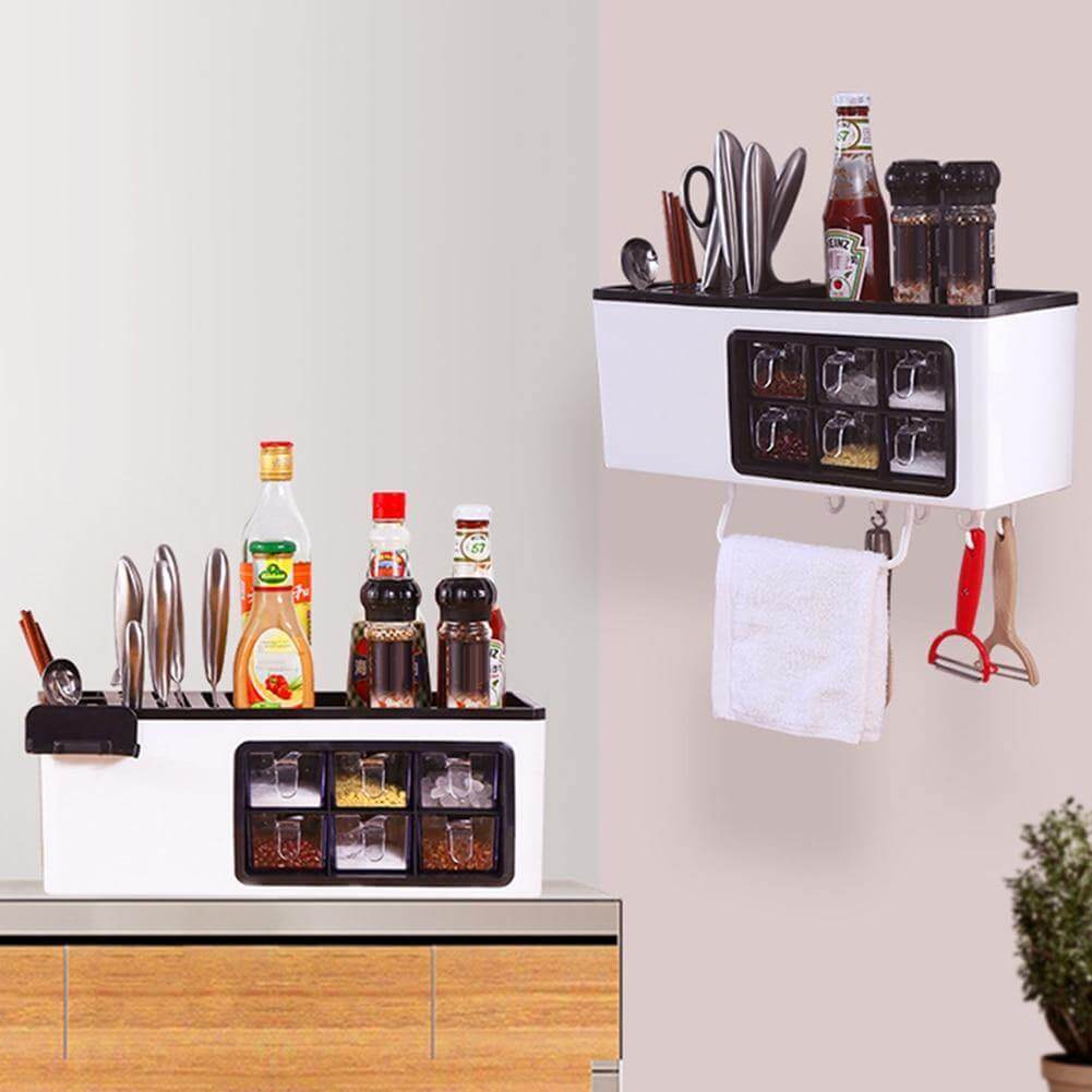 Multipurpose Useful Shelf Seasoning Storage Organizer with Phone Holder - Image 2