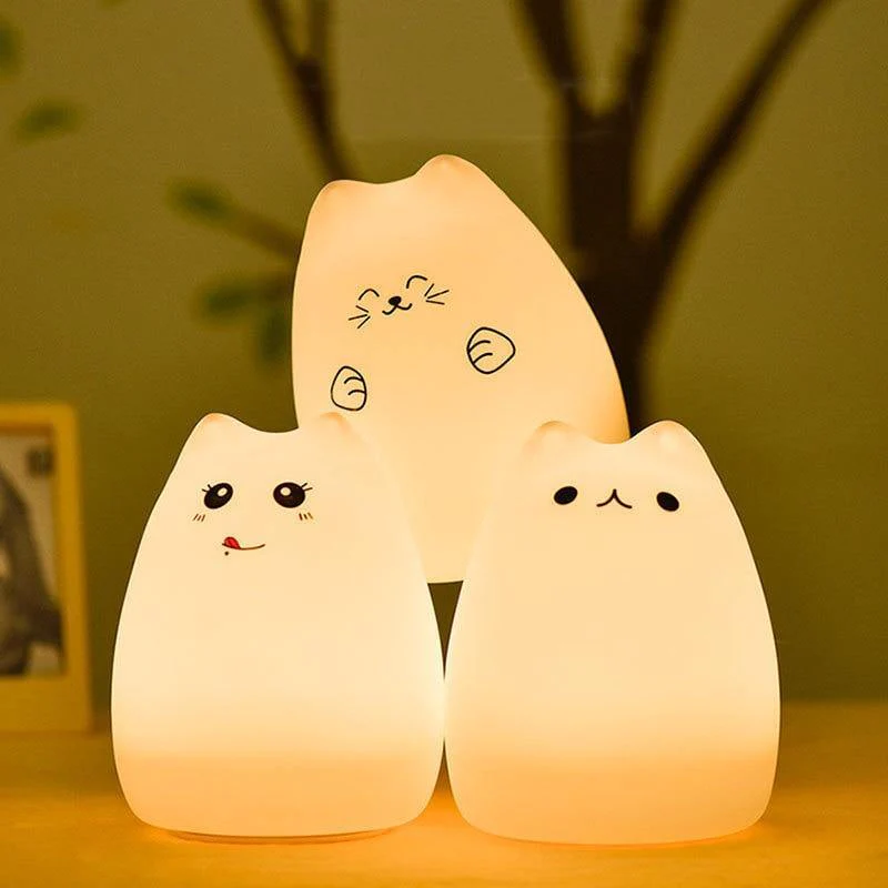 Colorful LED Silicone Touch Sensor Cat Night Lamp - Image 3