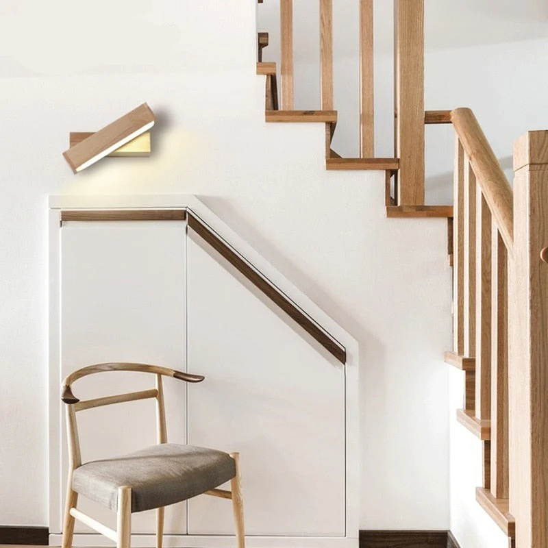 Nordic Design Rotating Bedside Wooden Wall Lamp - Image 3
