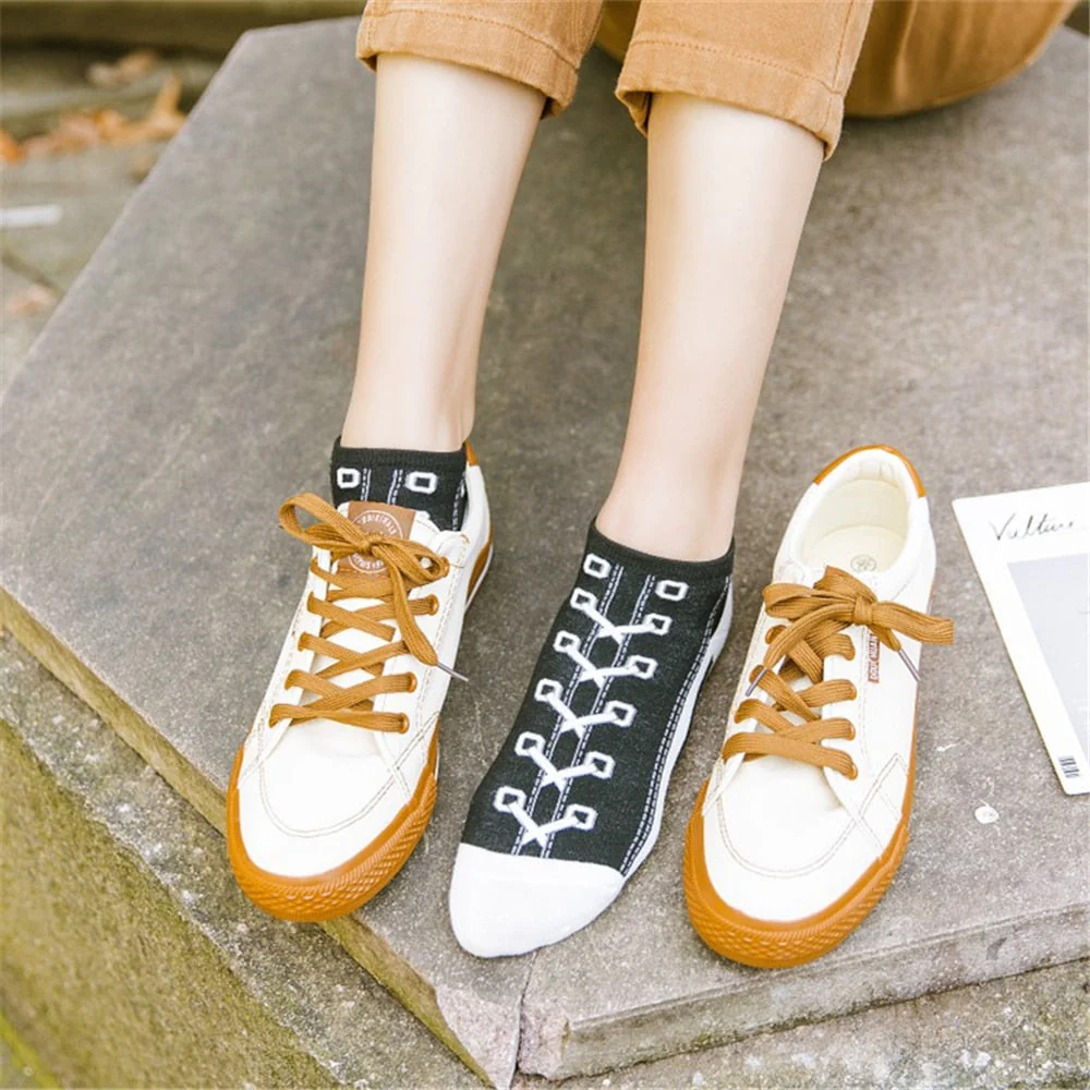 Hipster 3D Canvas Shoes Printed Ankle Socks - Image 2