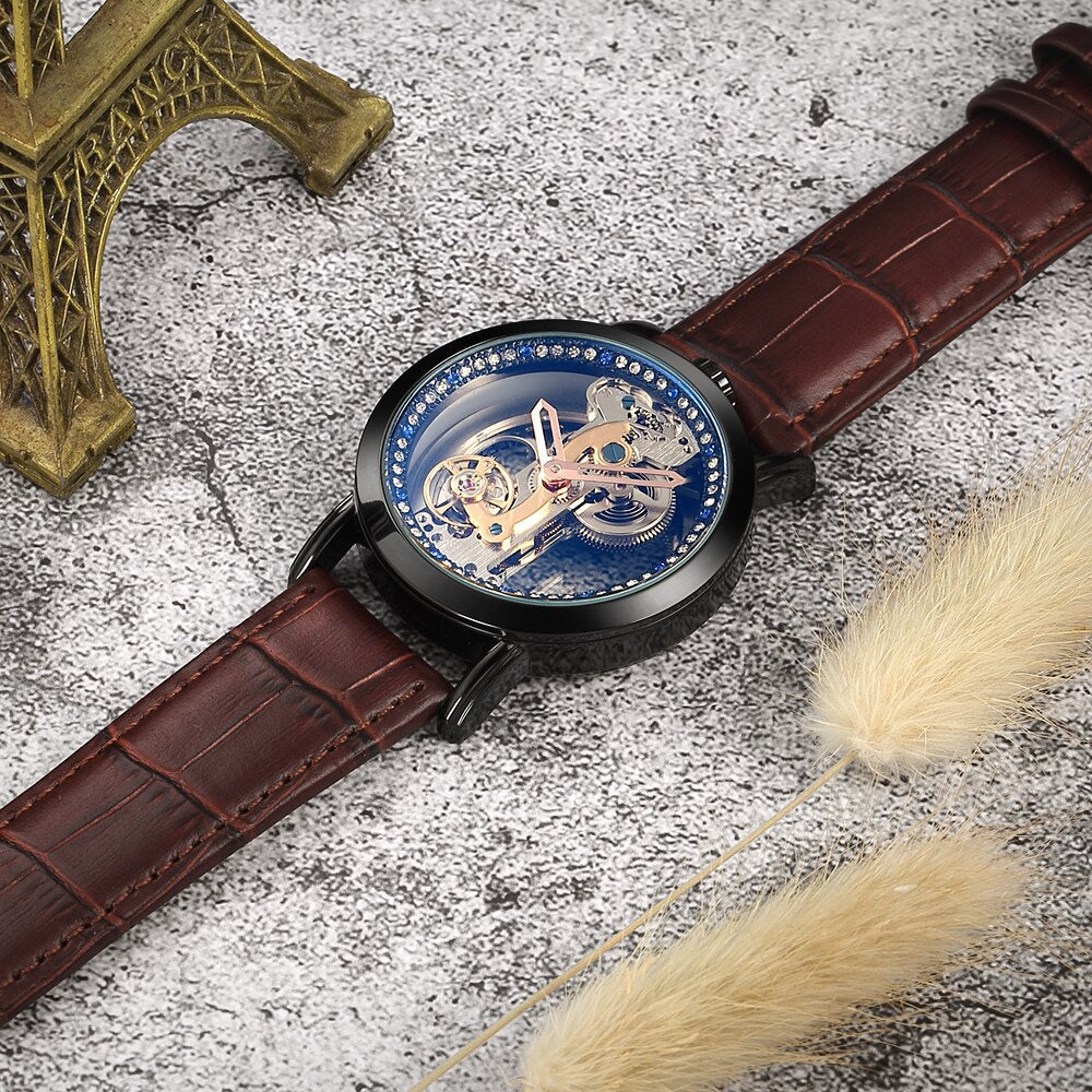 Crystal Mechanical Transparent Leather Watch - Image 2