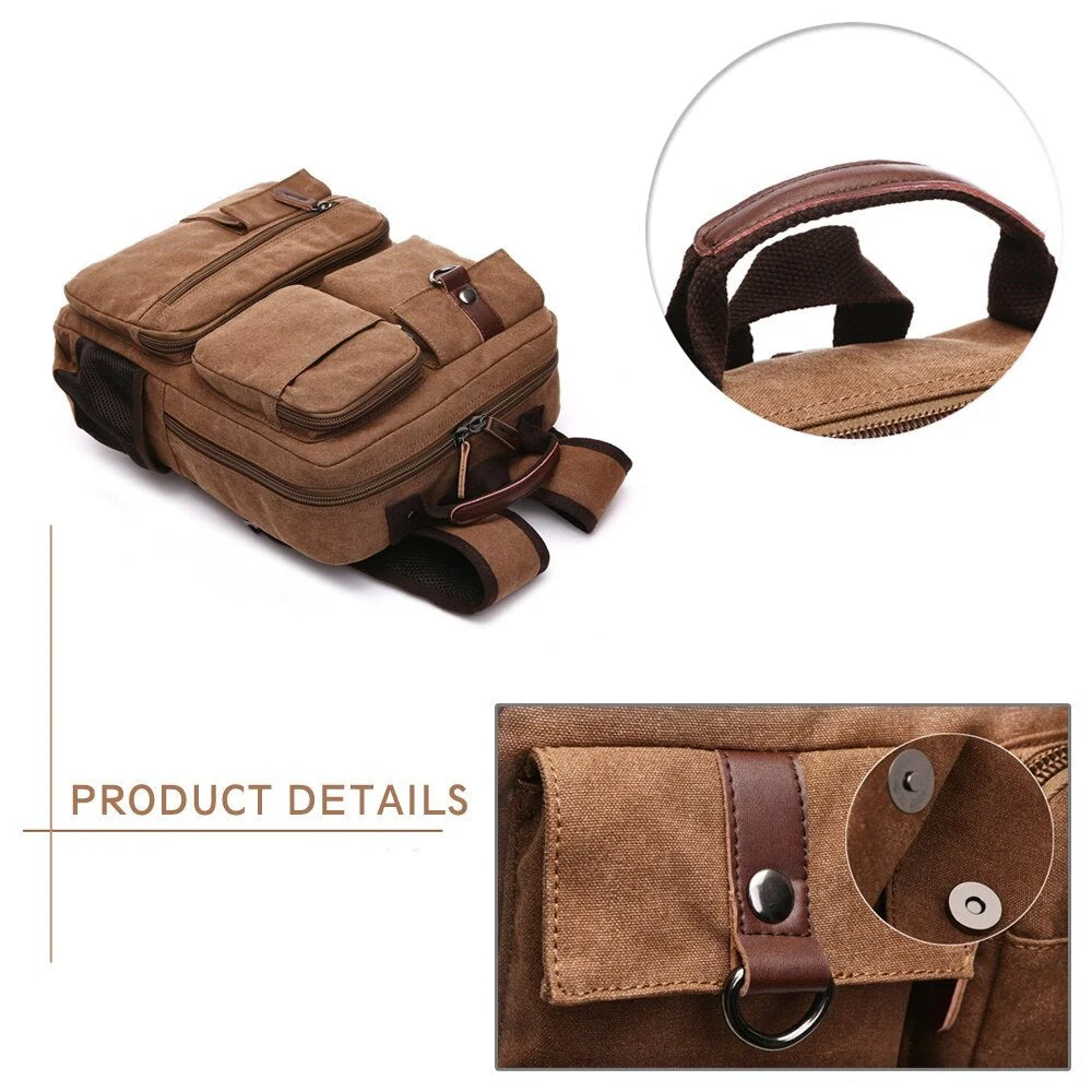 Korean Style Unisex Large Canvas Backpack - Image 2