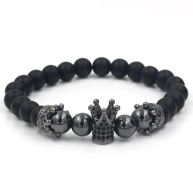 Handmade Natural Stone Beads Crown Bracelet - Image 1