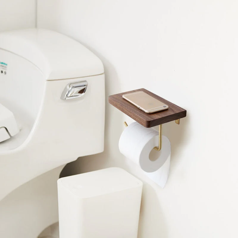Nordic Wooden Toilet Paper Holder Shelf - Image 2