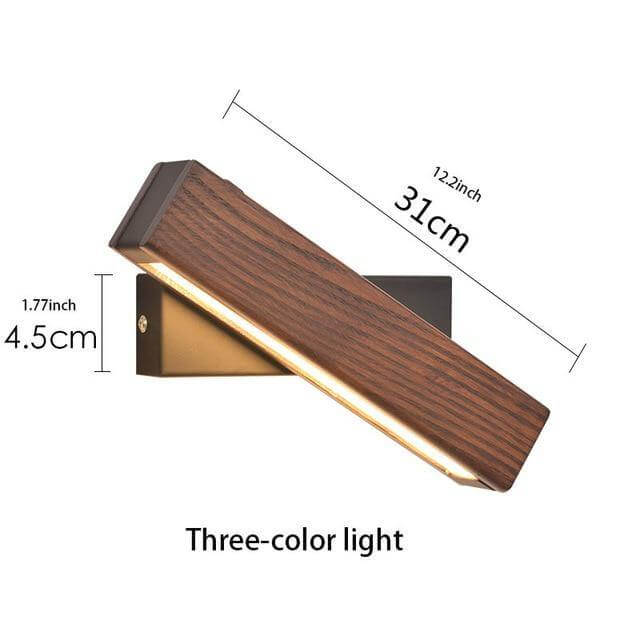 Modern Rotated Nordic Solid Wood Wall LED Lamp - Image 2