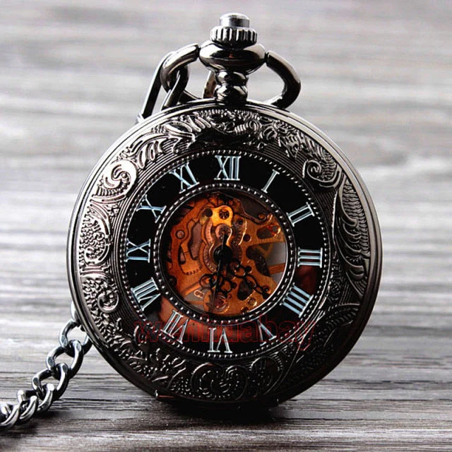 Retro Elegant Fire Black Pocket Watch - Image 2