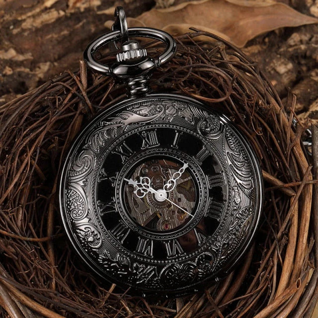 Retro Elegant Fire Black Pocket Watch - Image 3