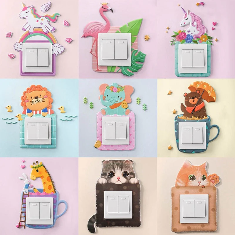 3D Luminous Cartoon Animal Switch Cover Stickers - Image 1