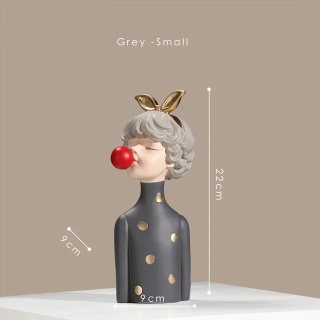 Nordic Bubble Bow-Knot Girl Sculpture Home Decor - Image 2