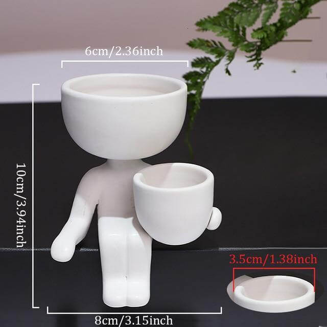 Humanoid Ceramic Flower Cute Vase - Image 2