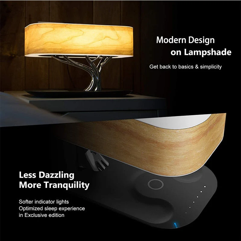Japanese Style Dimmable Bluetooth Speaker Wireless Charger Desk Lamp - Image 1