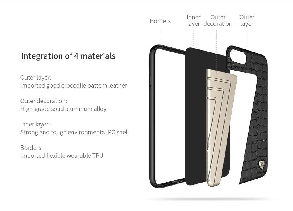Leather+Aluminum+Soft Hybrid Back Cover Iphone Cases - Image 3