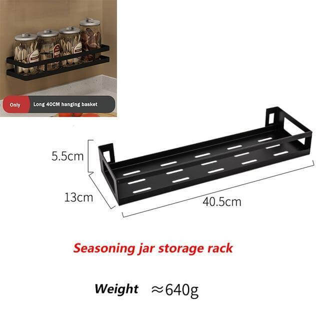 Mat Black No Drill Metal Kitchen Storage - Image 2