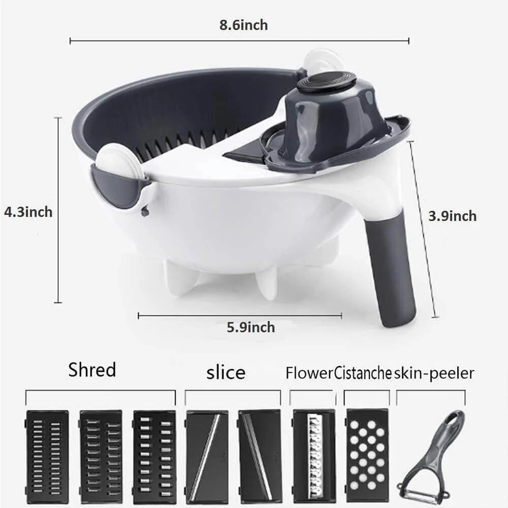 Multifunctional Rotate Vegetable Cutter With Drain Basket - Image 2