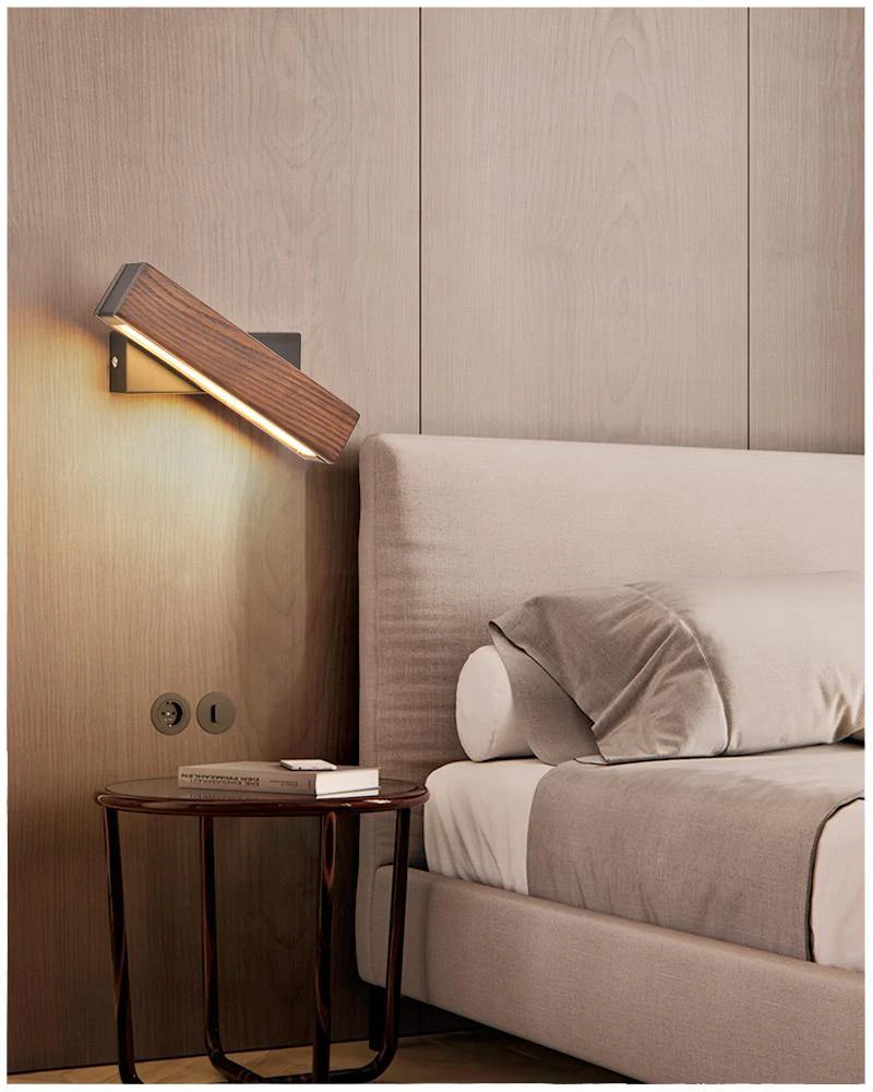 Modern Rotated Nordic Solid Wood Wall LED Lamp - Image 3