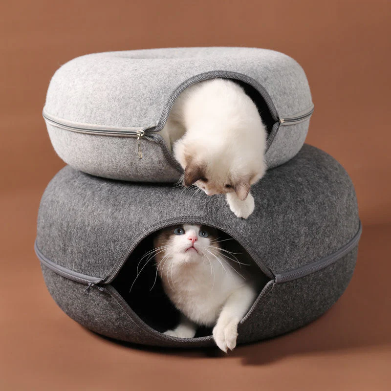 Donut Natural Felt Pet Cave Bed - Image 1
