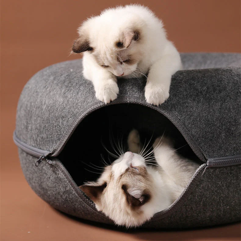 Donut Natural Felt Pet Cave Bed - Image 2