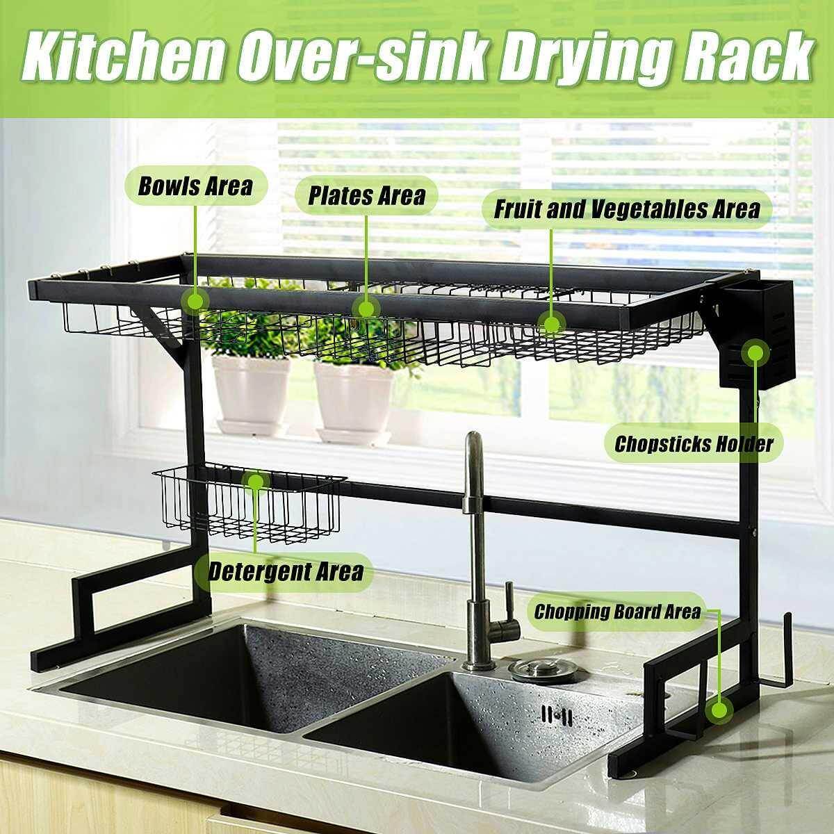 Stainless Steel Over-Sink Dish Rack Organizer - Image 2
