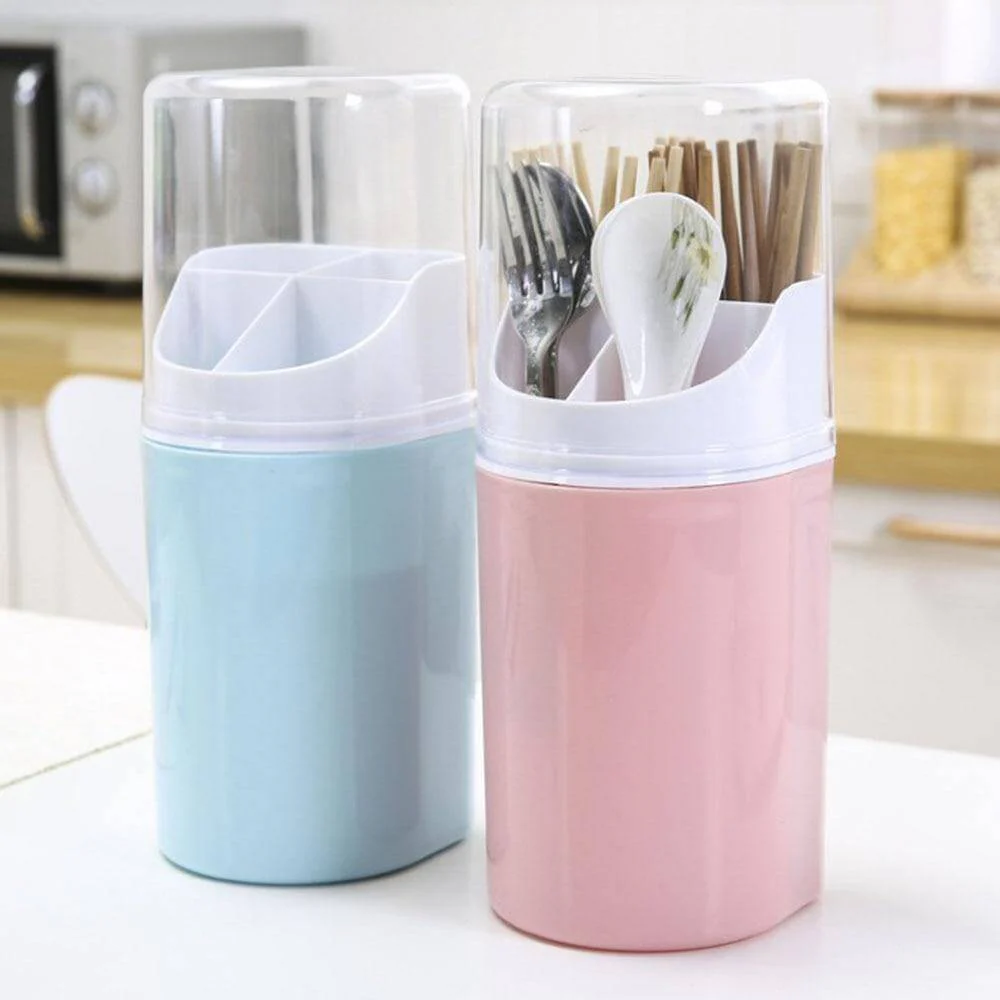 Wall Mounted Hanging Cutlery Drain Box with Lid - Image 3