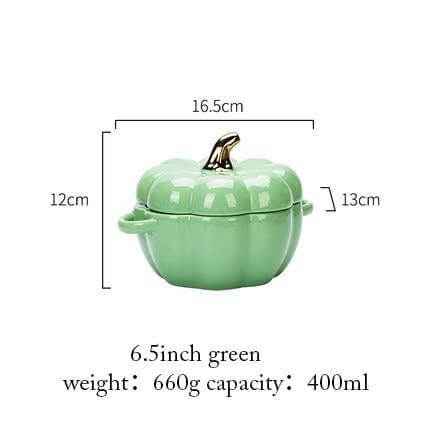 Pumpkin Shape Baking Bowl With Glazed Lid - Image 2