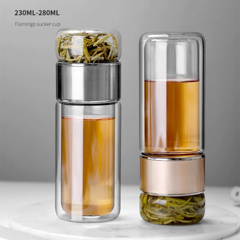 2in1 Large Double Glass Tea Infuser Bottle - Image 2