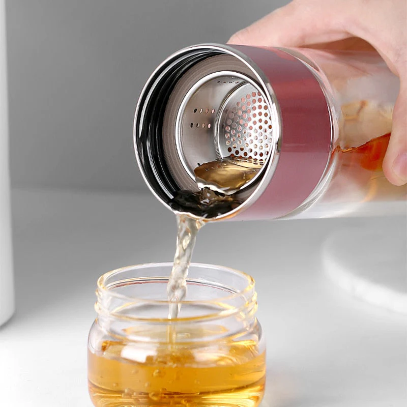 2in1 Large Double Glass Tea Infuser Bottle - Image 3
