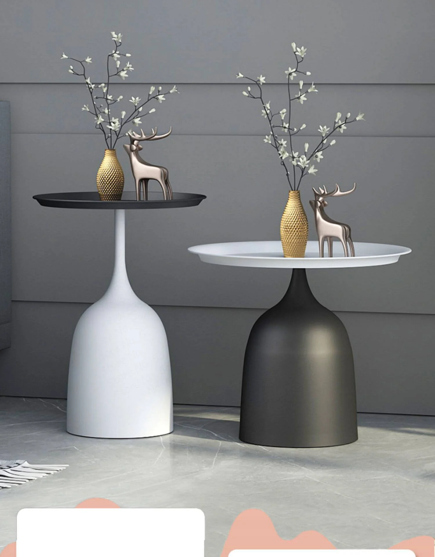 luxury Nordic Iron Metal Bracket Light Side Table - Image 3