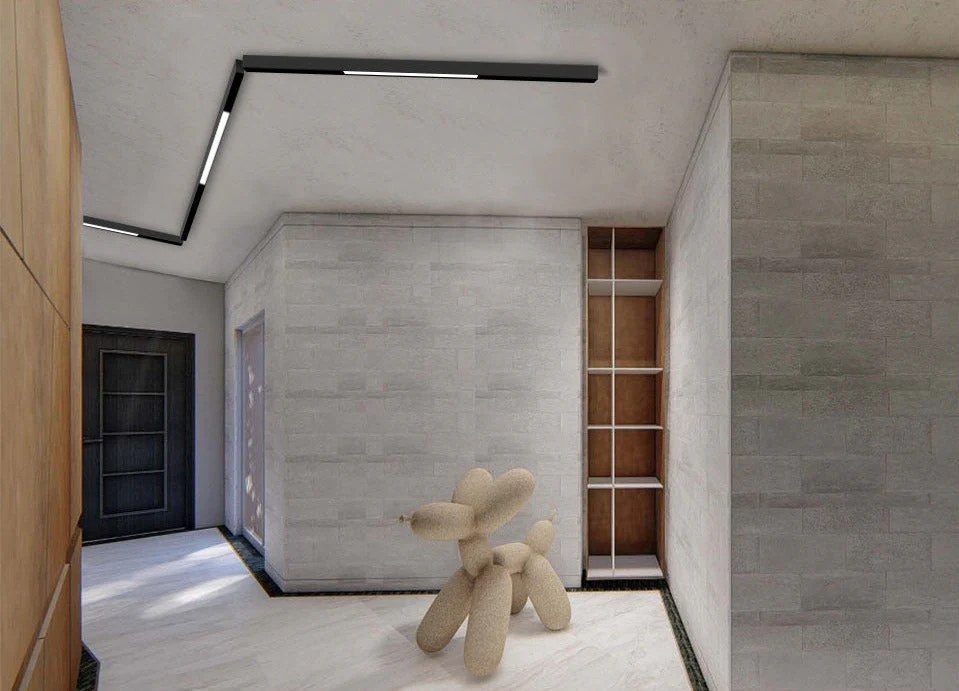 Wall-Mounted Black Continuous Magnetic Track System Light - Image 3