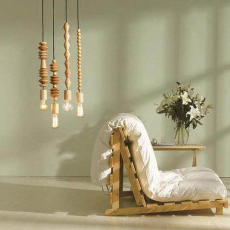 Retro Style Nature Oak Wooden Pendant Lamp - Image 1