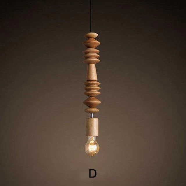 Retro Style Nature Oak Wooden Pendant Lamp - Image 3
