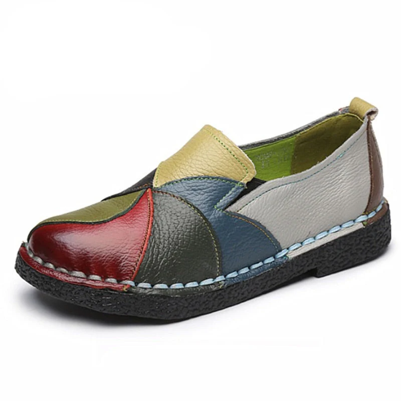 Mixed Colors Women Leather Casual Shoes - Image 3