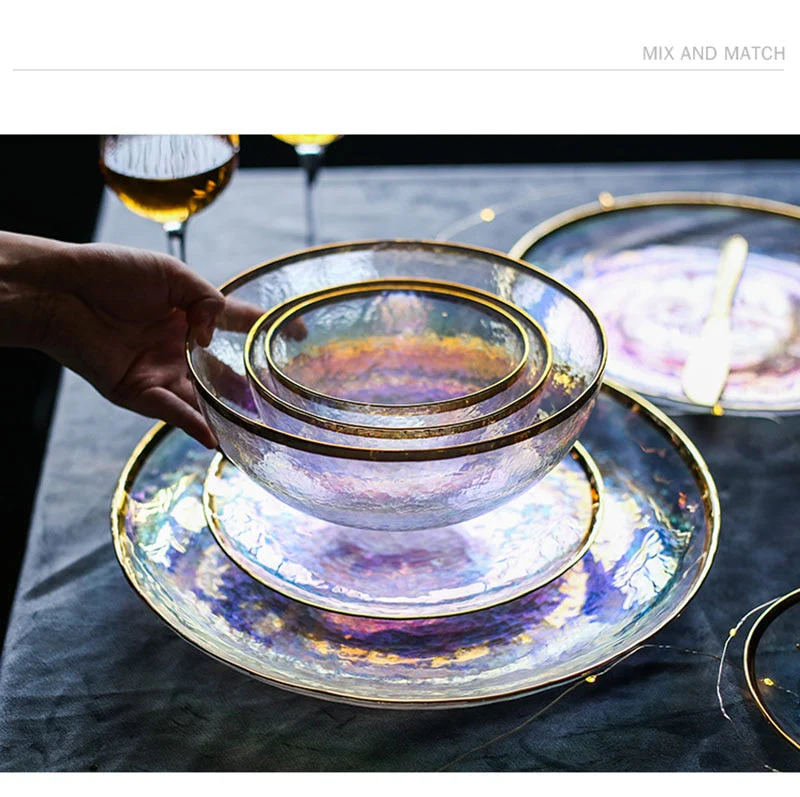 Creative Rainbow Glass Dinnerware Plate - Image 3