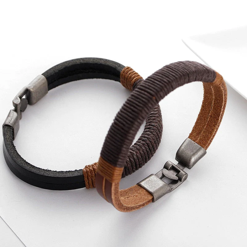 Surfer Leather Men Wristband - Image 2