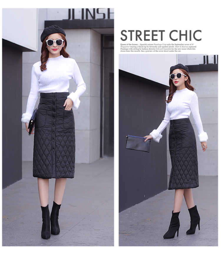 Padded Cotton Long Warm Skirt - Image 3