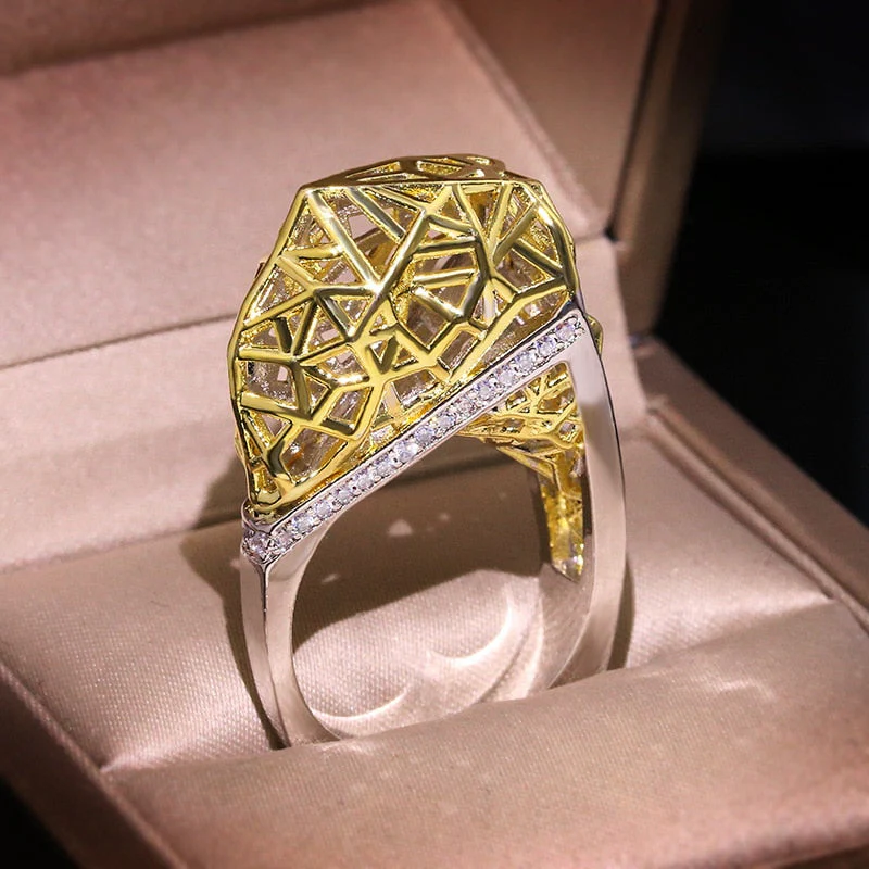 Modern Unique Bird Nest Hollow Network Ring - Image 3