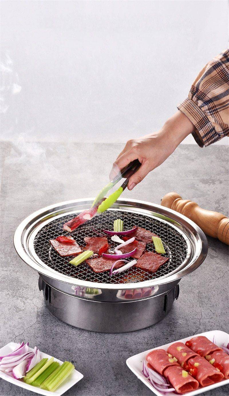 Portable Korean Style Stainless Steel Charcoal Camping Grill - Image 3