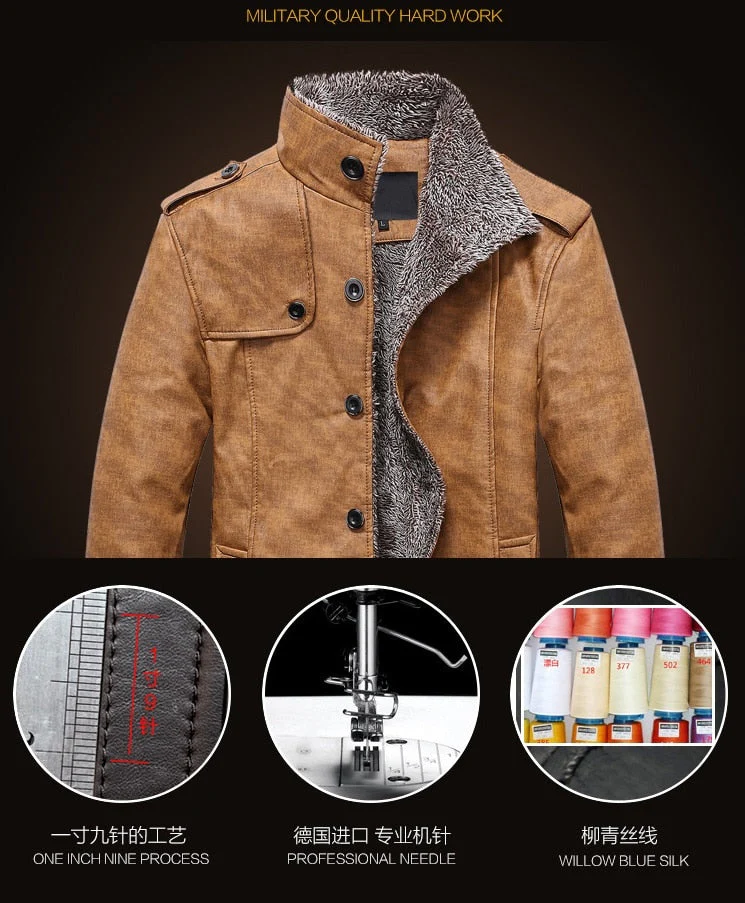 Windbreaker Leather Long Coats Jacket for Men - Image 2