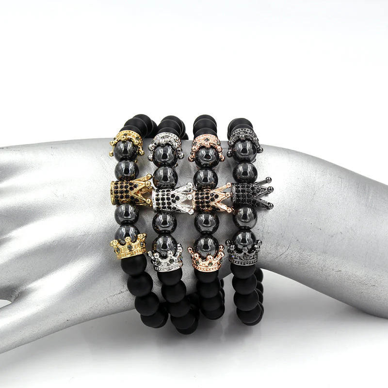 Handmade Natural Stone Beads Crown Bracelet - Image 3