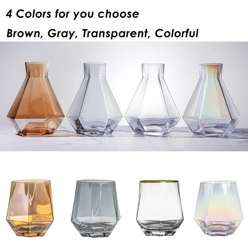 Diamond Shaped Clear Glass Pitcher Set - Image 2