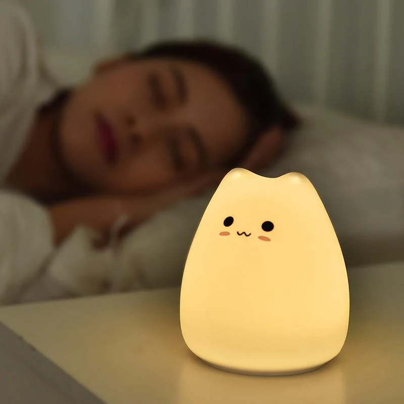 Colorful LED Silicone Touch Sensor Cat Night Lamp - Image 2