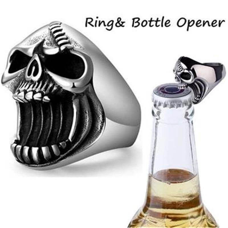 Cool Skull Unisex Ring Bottle Opener - Image 2