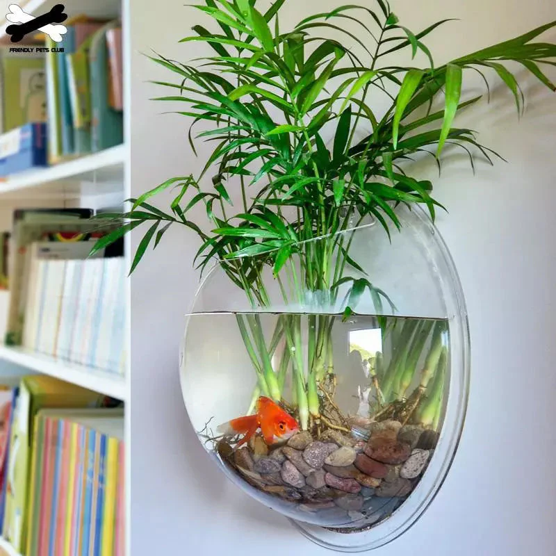 Wall Mounted Transparent Fish Tank Flower Vase - Image 1
