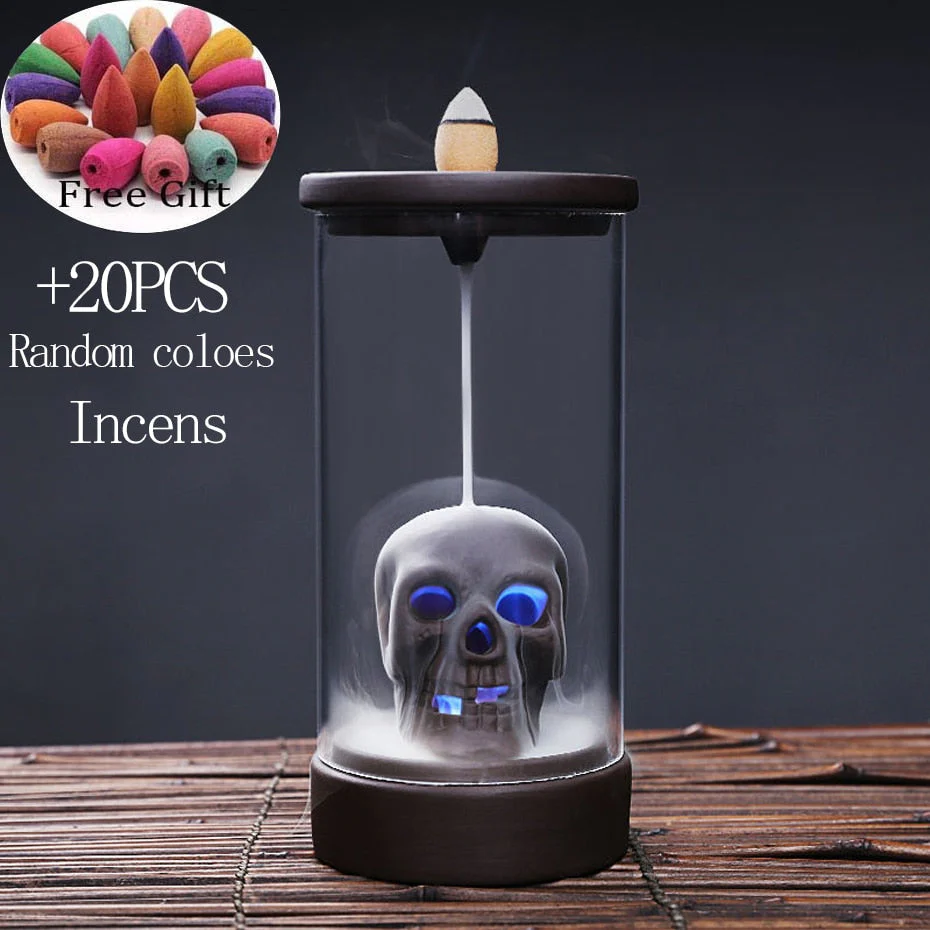 Gothic Skull Ceramic Incense Fountain - Image 3