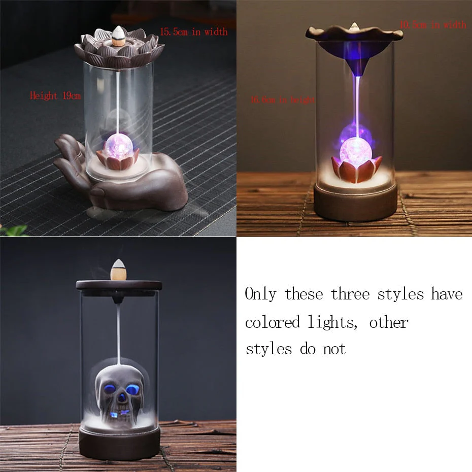 Gothic Skull Ceramic Incense Fountain - Image 2