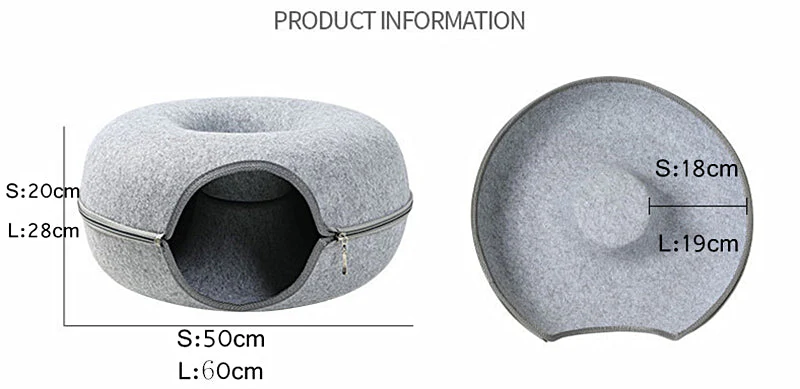 Donut Natural Felt Pet Cave Bed - Image 3