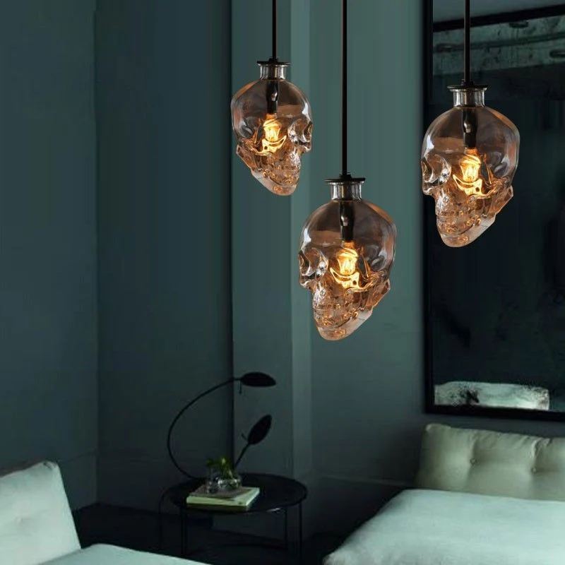 Retro Skull Glass Pendant Light - Image 1