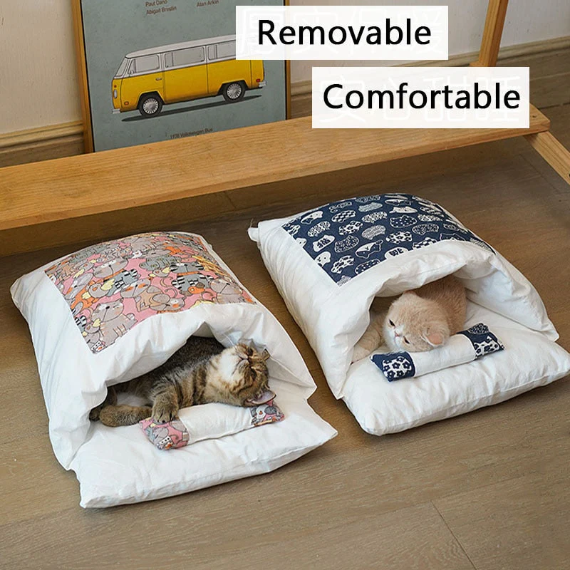 Japanese Style Adorable Cat Sleeping Bed - Image 2