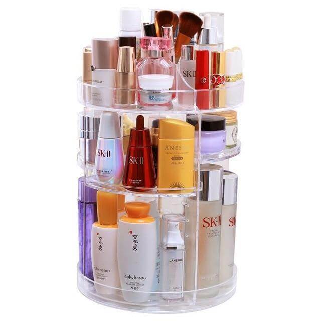 360 Degree Rotation Cosmetic MakeUp Cologne Organizer Box - Image 3