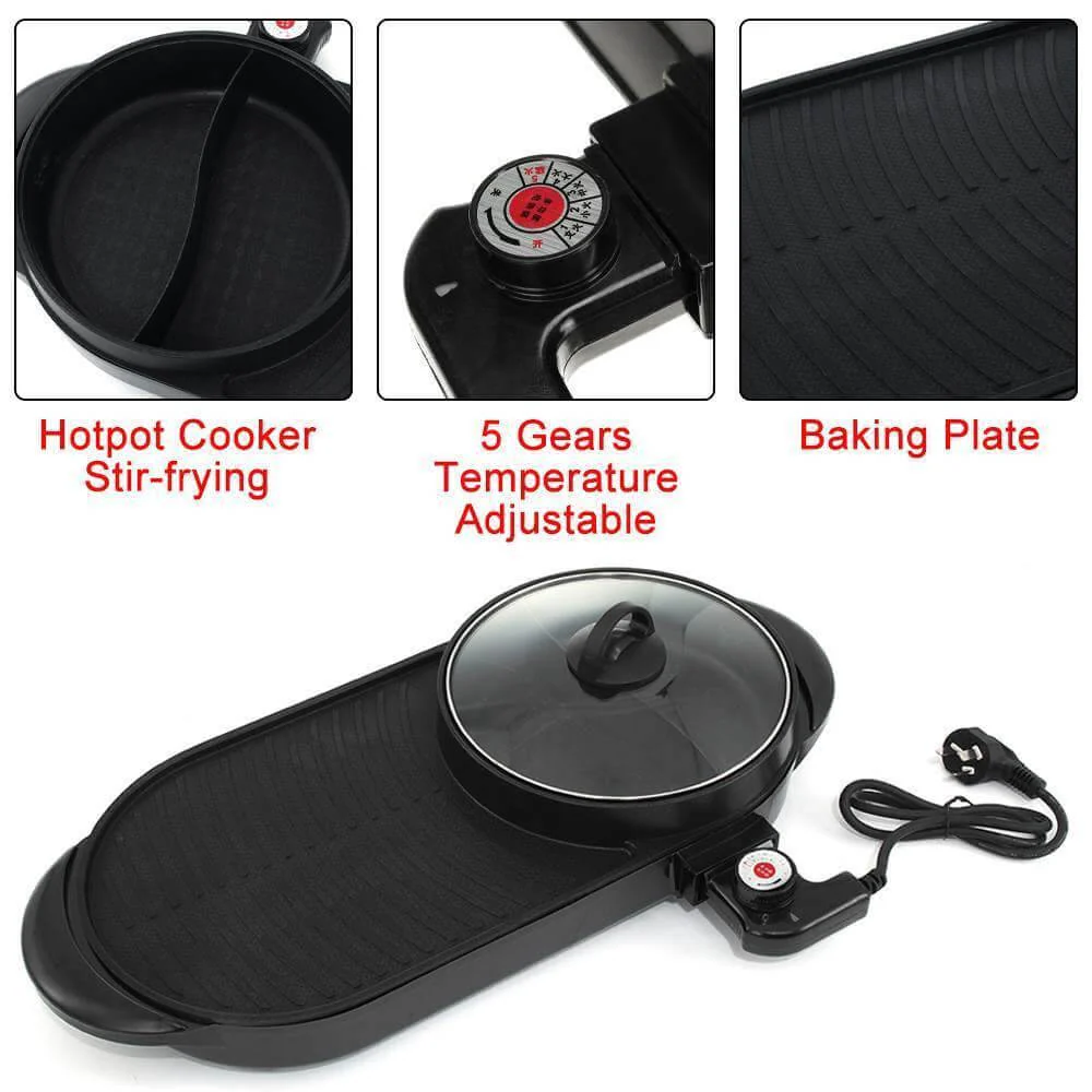 2 In 1 Hot Pot & Barbecue Non-Stick Electric Grill - Image 2