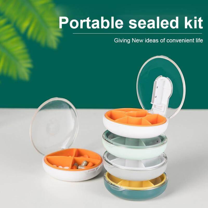 Portable Weekly Rotating Round Pill Cases - Image 3